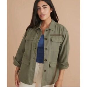 MARINE LAYER Zito Military Green bohemian grunge womans Linen chore Coat NWT SM